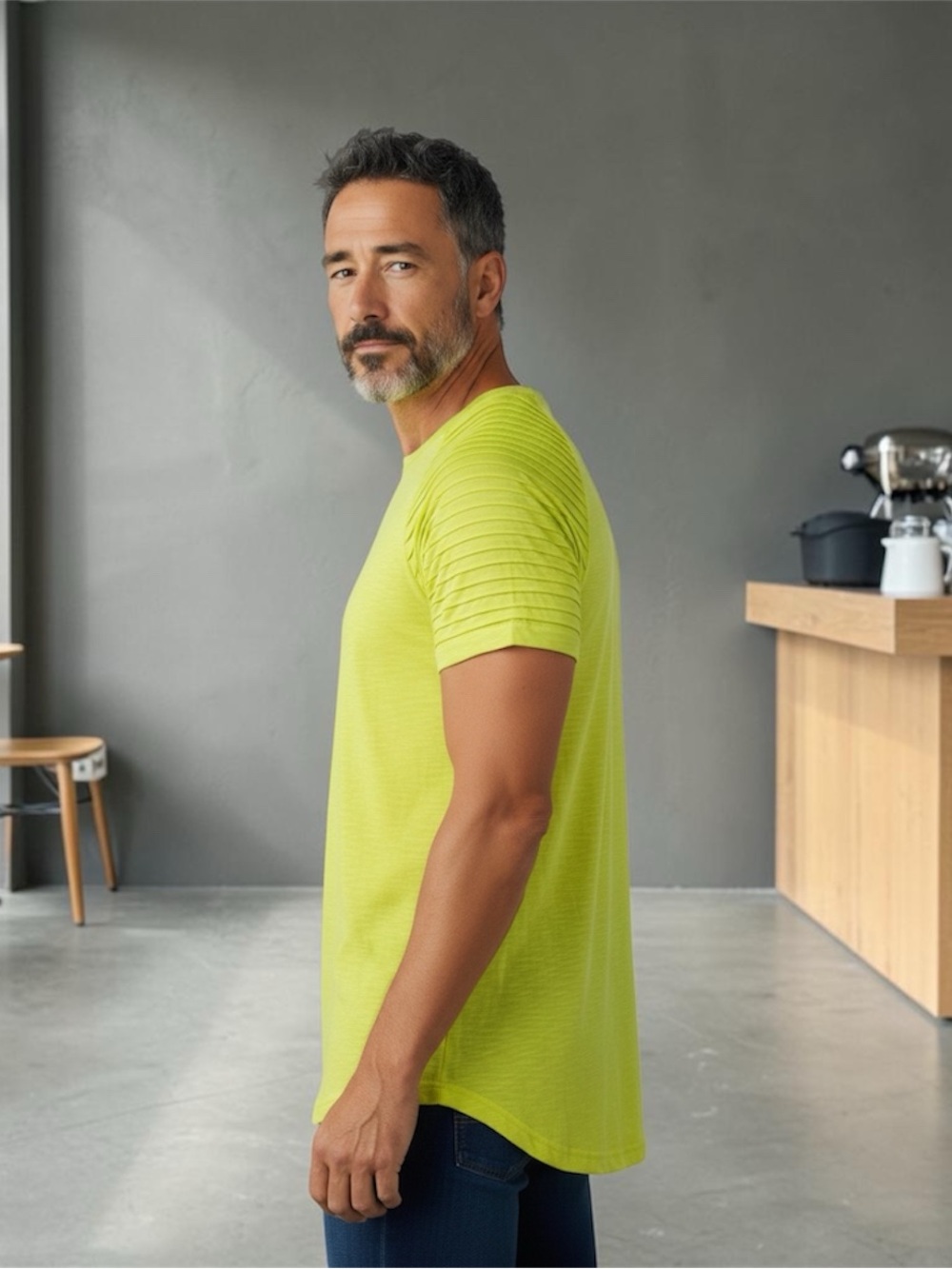 COCANDY Neon Yellow Short Sleeve Crew Neck Tee